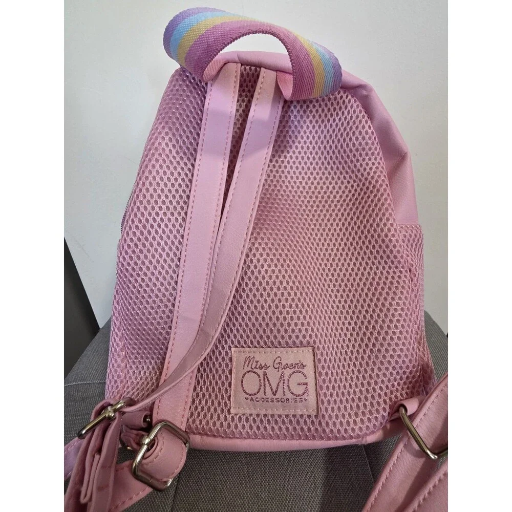Super Cute OMG! Gwen Girl Pink Iridescent Sequin Unicorn Backpack Zip Adj Strap